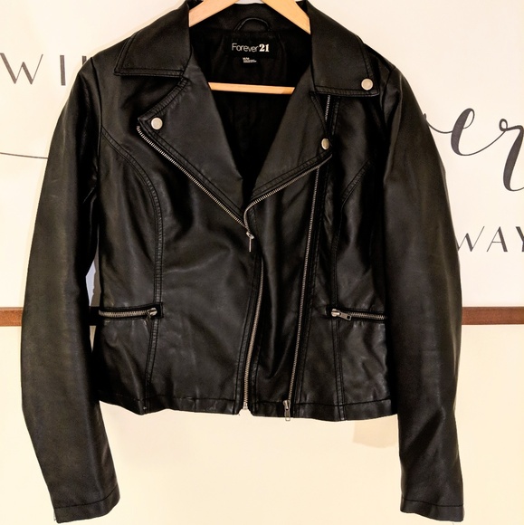 Forever 21 Jackets & Blazers - F21 faux leather jacket black